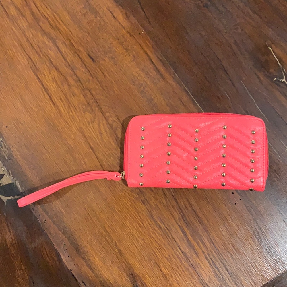 Coral pink wallet